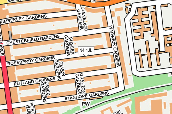 N4 1JL map - OS OpenMap – Local (Ordnance Survey)
