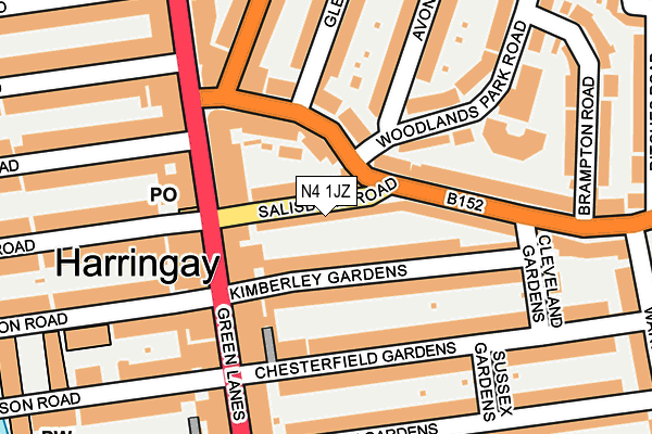 N4 1JZ map - OS OpenMap – Local (Ordnance Survey) N4 1JZ map - OS OpenMap – Local (Ordnance Survey)