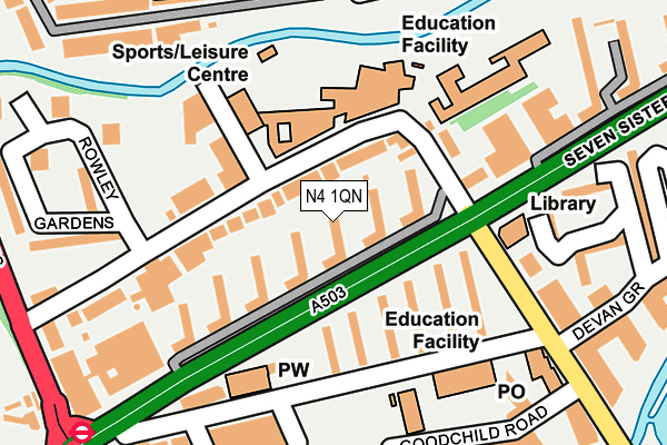 N4 1QN map - OS OpenMap – Local (Ordnance Survey) N4 1QN map - OS OpenMap – Local (Ordnance Survey)