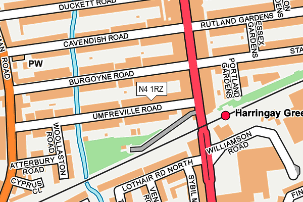 N4 1RZ map - OS OpenMap – Local (Ordnance Survey) N4 1RZ map - OS OpenMap – Local (Ordnance Survey)