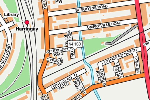 N4 1SD map - OS OpenMap – Local (Ordnance Survey)