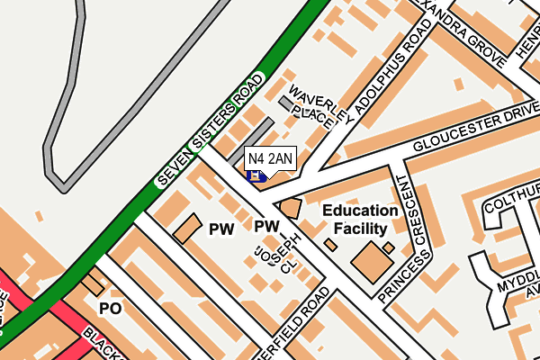 N4 2AN map - OS OpenMap – Local (Ordnance Survey)