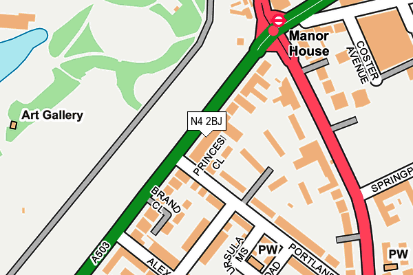 N4 2BJ map - OS OpenMap – Local (Ordnance Survey)