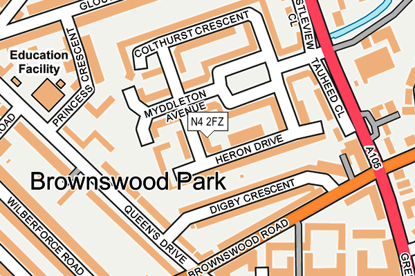 N4 2FZ map - OS OpenMap – Local (Ordnance Survey) N4 2FZ map - OS OpenMap – Local (Ordnance Survey)