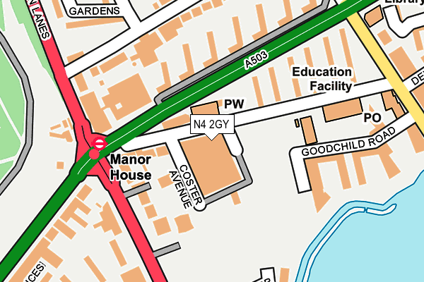N4 2GY map - OS OpenMap – Local (Ordnance Survey) N4 2GY map - OS OpenMap – Local (Ordnance Survey)