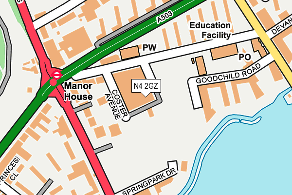 N4 2GZ map - OS OpenMap – Local (Ordnance Survey)
