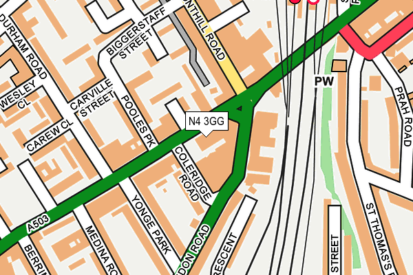 N4 3GG map - OS OpenMap – Local (Ordnance Survey)