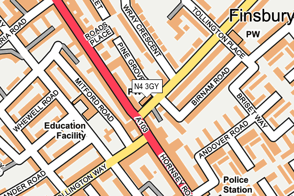 N4 3GY map - OS OpenMap – Local (Ordnance Survey) N4 3GY map - OS OpenMap – Local (Ordnance Survey)