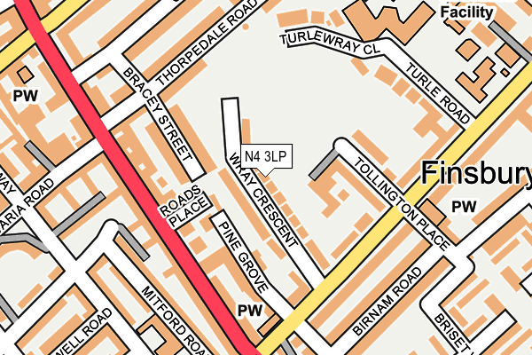 N4 3LP map - OS OpenMap – Local (Ordnance Survey)