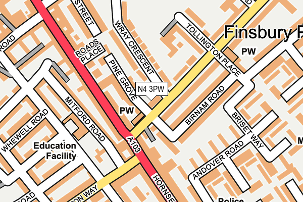N4 3PW map - OS OpenMap – Local (Ordnance Survey) N4 3PW map - OS OpenMap – Local (Ordnance Survey)