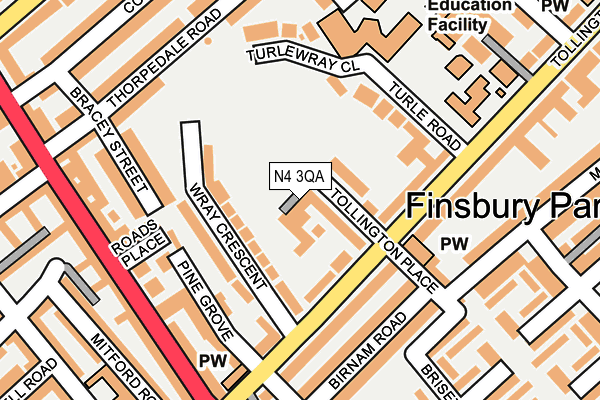 N4 3QA map - OS OpenMap – Local (Ordnance Survey)