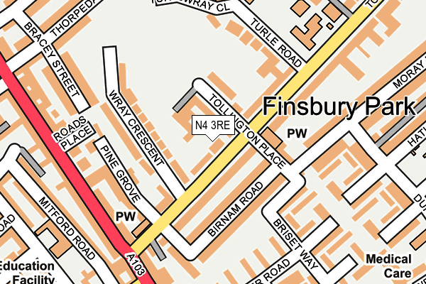 N4 3RE map - OS OpenMap – Local (Ordnance Survey)