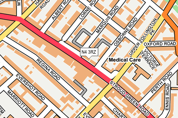 N4 3RZ map - OS OpenMap – Local (Ordnance Survey) N4 3RZ map - OS OpenMap – Local (Ordnance Survey)