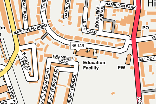 N5 1AR map - OS OpenMap – Local (Ordnance Survey)