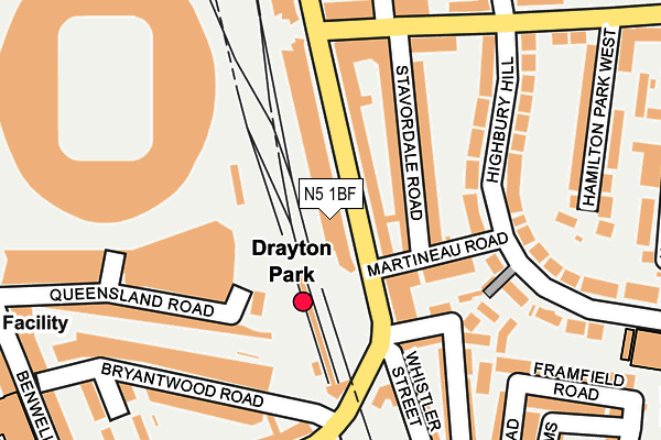 N5 1BF map - OS OpenMap – Local (Ordnance Survey)