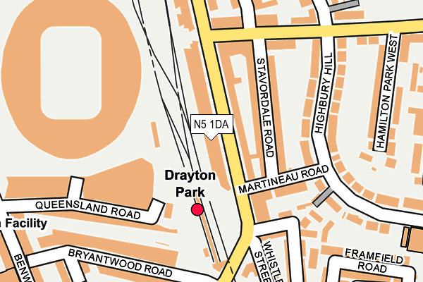 N5 1DA map - OS OpenMap – Local (Ordnance Survey)