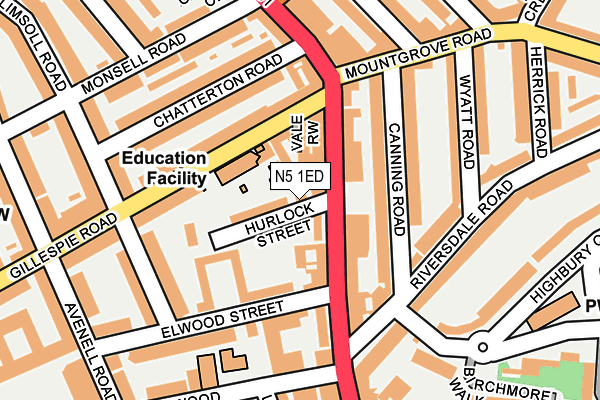 N5 1ED map - OS OpenMap – Local (Ordnance Survey) N5 1ED map - OS OpenMap – Local (Ordnance Survey)