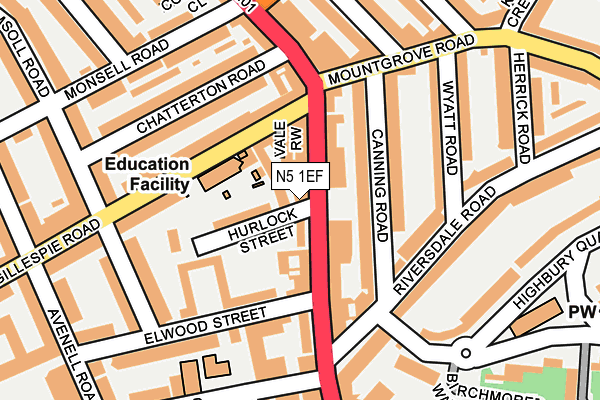 N5 1EF map - OS OpenMap – Local (Ordnance Survey)