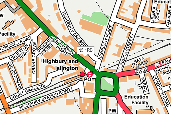 N5 1RD map - OS OpenMap – Local (Ordnance Survey)