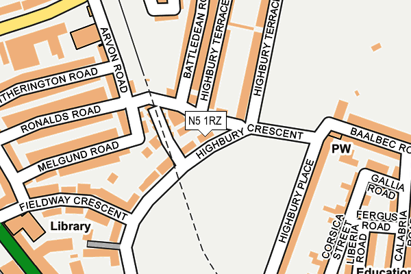 N5 1RZ map - OS OpenMap – Local (Ordnance Survey) N5 1RZ map - OS OpenMap – Local (Ordnance Survey)