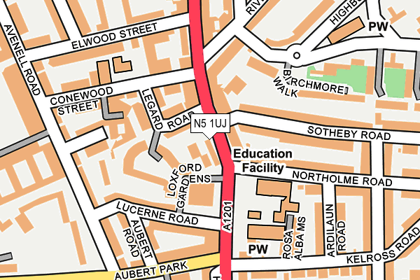 N5 1UJ map - OS OpenMap – Local (Ordnance Survey) N5 1UJ map - OS OpenMap – Local (Ordnance Survey)