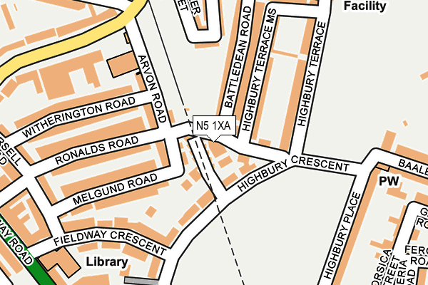N5 1XA map - OS OpenMap – Local (Ordnance Survey) N5 1XA map - OS OpenMap – Local (Ordnance Survey)
