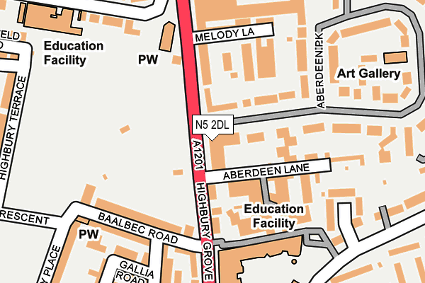 N5 2DL map - OS OpenMap – Local (Ordnance Survey)