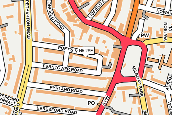 N5 2SE map - OS OpenMap – Local (Ordnance Survey)