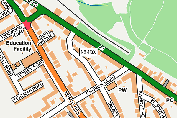 N6 4QX map - OS OpenMap – Local (Ordnance Survey) N6 4QX map - OS OpenMap – Local (Ordnance Survey)