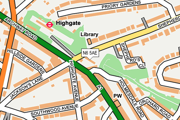N6 5AE map - OS OpenMap – Local (Ordnance Survey) N6 5AE map - OS OpenMap – Local (Ordnance Survey)