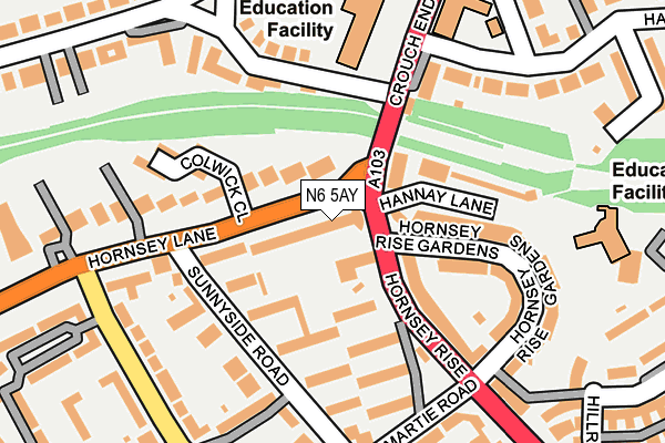 N6 5AY map - OS OpenMap – Local (Ordnance Survey) N6 5AY map - OS OpenMap – Local (Ordnance Survey)