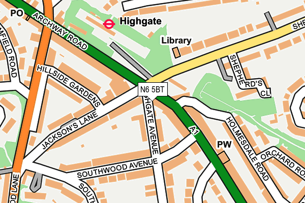 N6 5BT map - OS OpenMap – Local (Ordnance Survey) N6 5BT map - OS OpenMap – Local (Ordnance Survey)