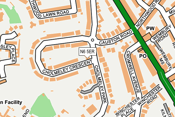 N6 5ER map - OS OpenMap – Local (Ordnance Survey) N6 5ER map - OS OpenMap – Local (Ordnance Survey)