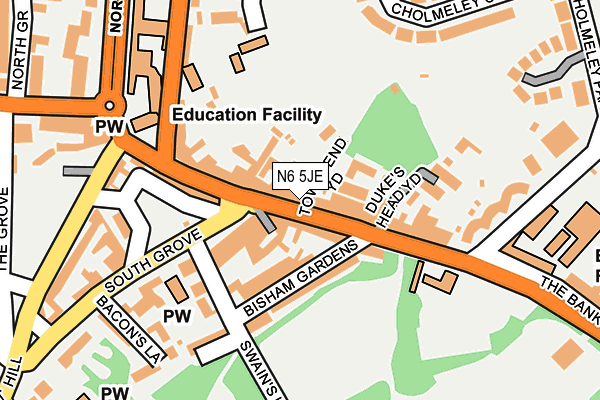 N6 5JE map - OS OpenMap – Local (Ordnance Survey) N6 5JE map - OS OpenMap – Local (Ordnance Survey)
