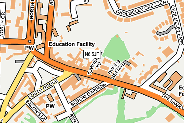 N6 5JF map - OS OpenMap – Local (Ordnance Survey) N6 5JF map - OS OpenMap – Local (Ordnance Survey)