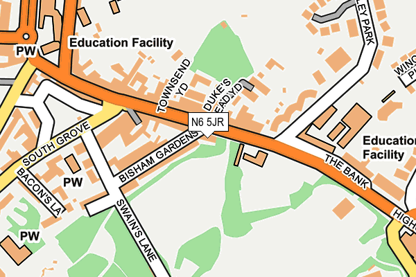 N6 5JR map - OS OpenMap – Local (Ordnance Survey)