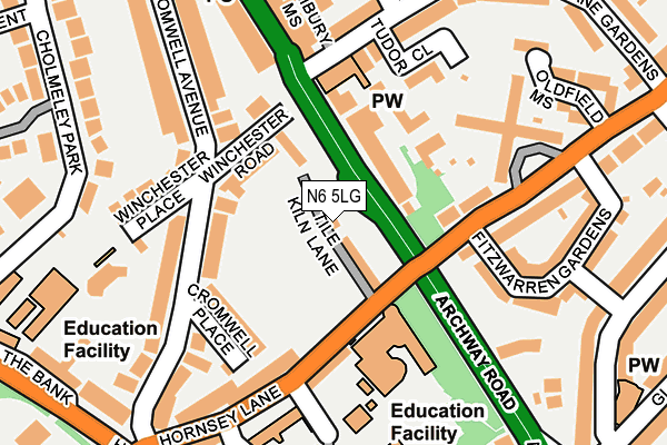 N6 5LG map - OS OpenMap – Local (Ordnance Survey)