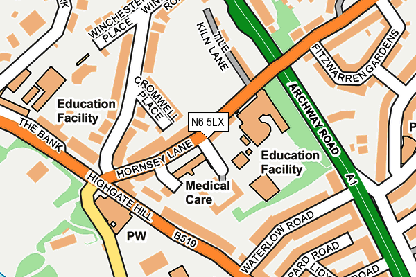N6 5LX map - OS OpenMap – Local (Ordnance Survey) N6 5LX map - OS OpenMap – Local (Ordnance Survey)