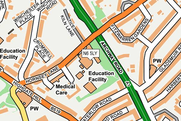 N6 5LY map - OS OpenMap – Local (Ordnance Survey) N6 5LY map - OS OpenMap – Local (Ordnance Survey)