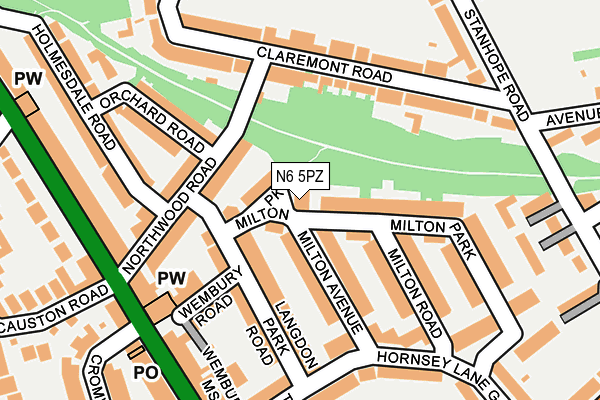 N6 5PZ map - OS OpenMap – Local (Ordnance Survey) N6 5PZ map - OS OpenMap – Local (Ordnance Survey)