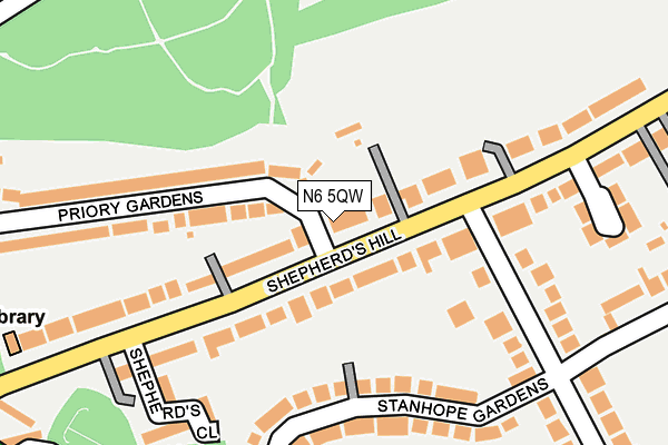 N6 5QW map - OS OpenMap – Local (Ordnance Survey) N6 5QW map - OS OpenMap – Local (Ordnance Survey)