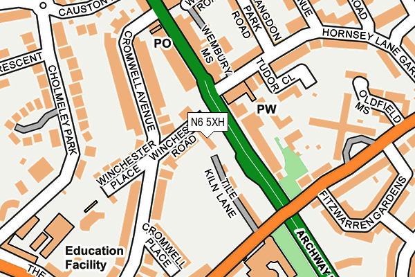N6 5XH map - OS OpenMap – Local (Ordnance Survey)