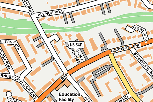 N6 5XR map - OS OpenMap – Local (Ordnance Survey)