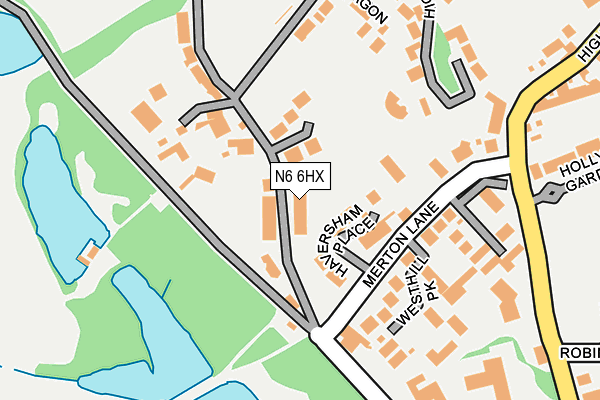 N6 6HX map - OS OpenMap – Local (Ordnance Survey) N6 6HX map - OS OpenMap – Local (Ordnance Survey)
