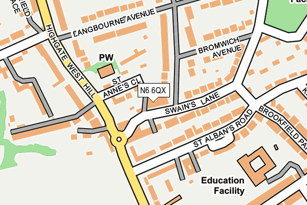 N6 6QX map - OS OpenMap – Local (Ordnance Survey) N6 6QX map - OS OpenMap – Local (Ordnance Survey)