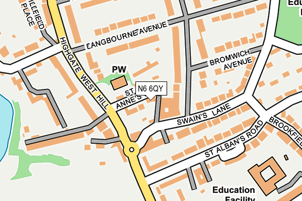 N6 6QY map - OS OpenMap – Local (Ordnance Survey) N6 6QY map - OS OpenMap – Local (Ordnance Survey)