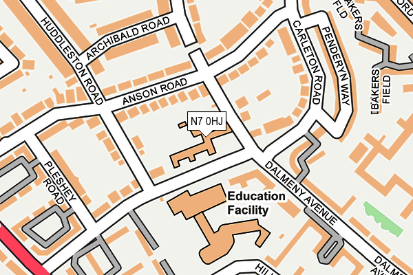 N7 0HJ map - OS OpenMap – Local (Ordnance Survey) N7 0HJ map - OS OpenMap – Local (Ordnance Survey)