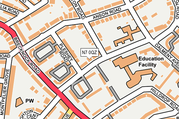 N7 0QZ map - OS OpenMap – Local (Ordnance Survey) N7 0QZ map - OS OpenMap – Local (Ordnance Survey)