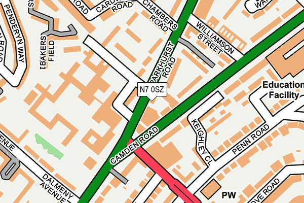 N7 0SZ map - OS OpenMap – Local (Ordnance Survey) N7 0SZ map - OS OpenMap – Local (Ordnance Survey)