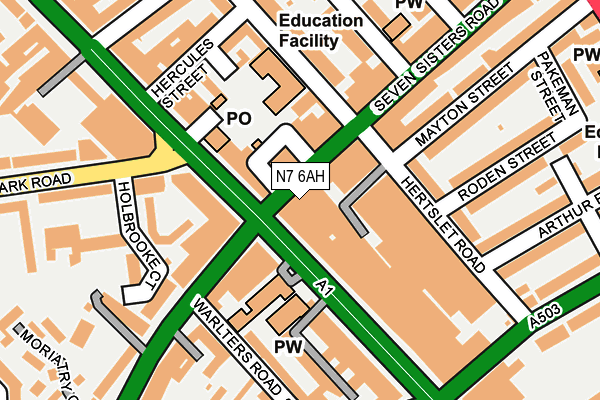 N7 6AH map - OS OpenMap – Local (Ordnance Survey) N7 6AH map - OS OpenMap – Local (Ordnance Survey)